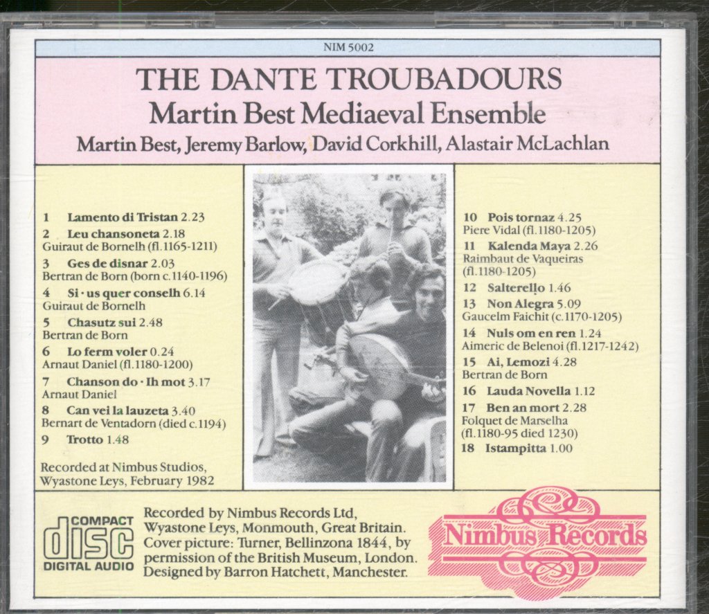 Martin Best Mediaeval Ensemble - Dante Troubadours - Cd