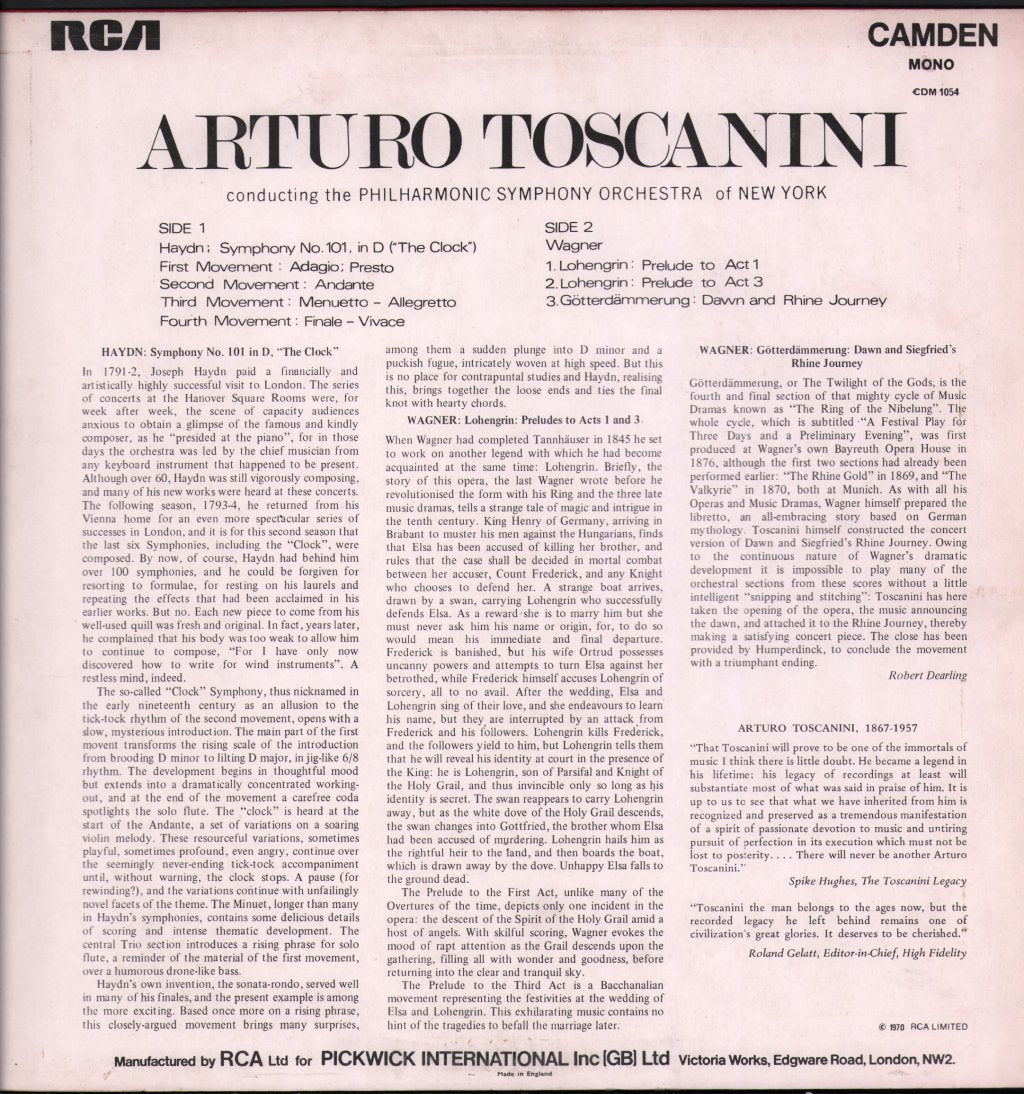 Arturo Toscanini / Philharmonic Symphony Orchestra of New York - Dawn And Siegfried's Rhine Journey (From Götterdammerung) - Lp