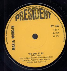 Maria Morgan - You Gave It All Away - 7 Inch