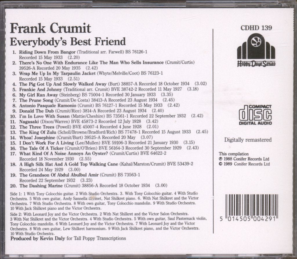 Frank Crumit - Everybody's Best Friend - Cd