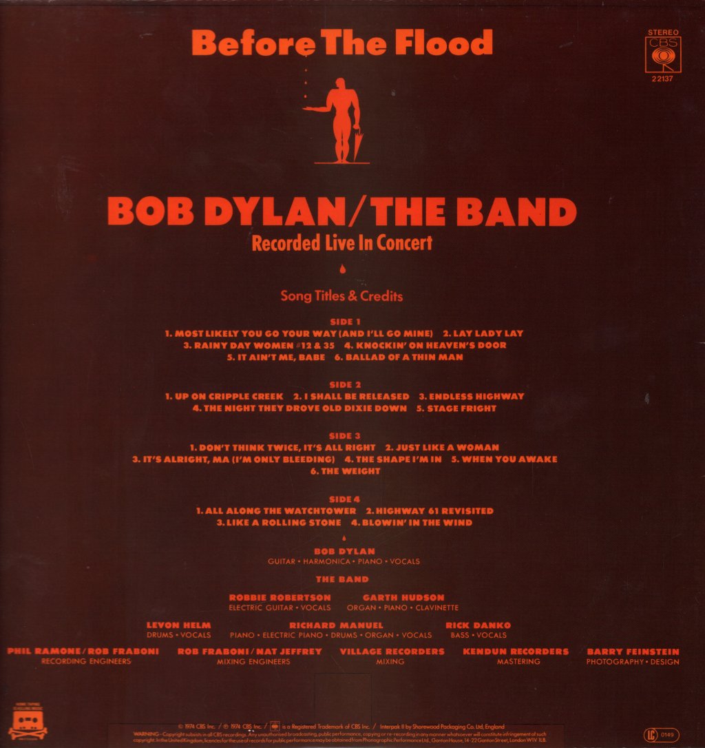 Bob Dylan and The Band - Before The Flood - Double Lp