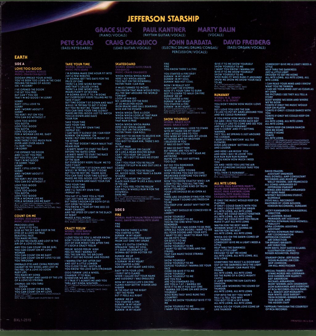 Jefferson Starship - Earth - Lp