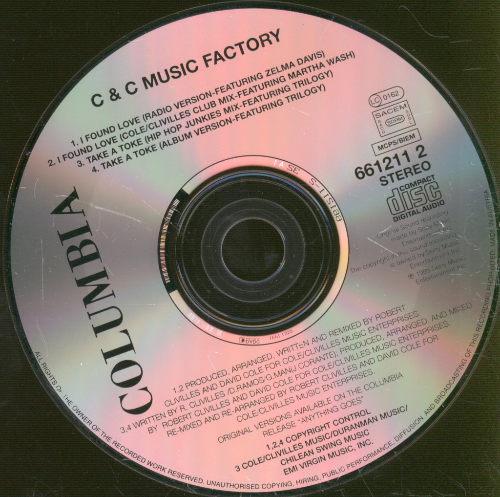 C & C Music Factory presents freedom williams and zelma davis - I Found Love / Take A Toke - Cd