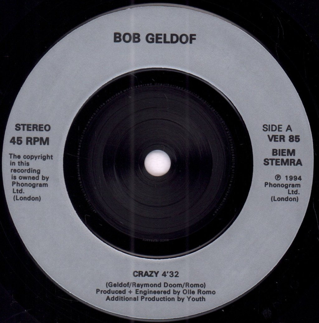 Bob Geldof - Crazy - 7 Inch