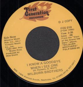 Wilburn Brothers - I Know A Goodbye When I See One - 7 Inch
