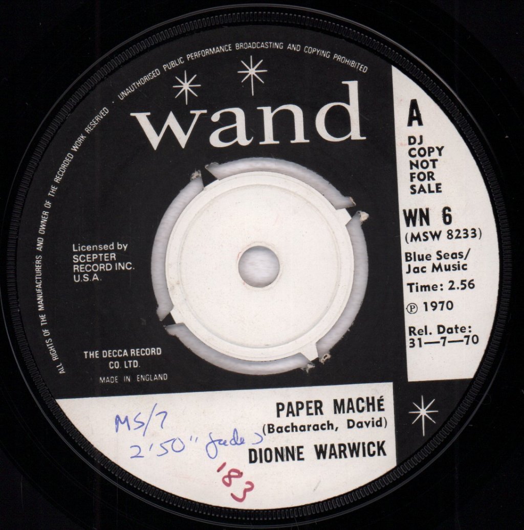 Dionne Warwick - Paper Mache - 7 Inch