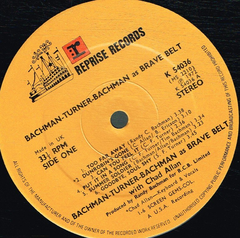 Bachman Turner Bachman - As Brave Belt - Lp