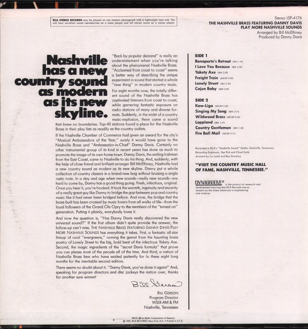 Danny Davis And The Nashville Brass - Play More Nashville Sounds - Lp