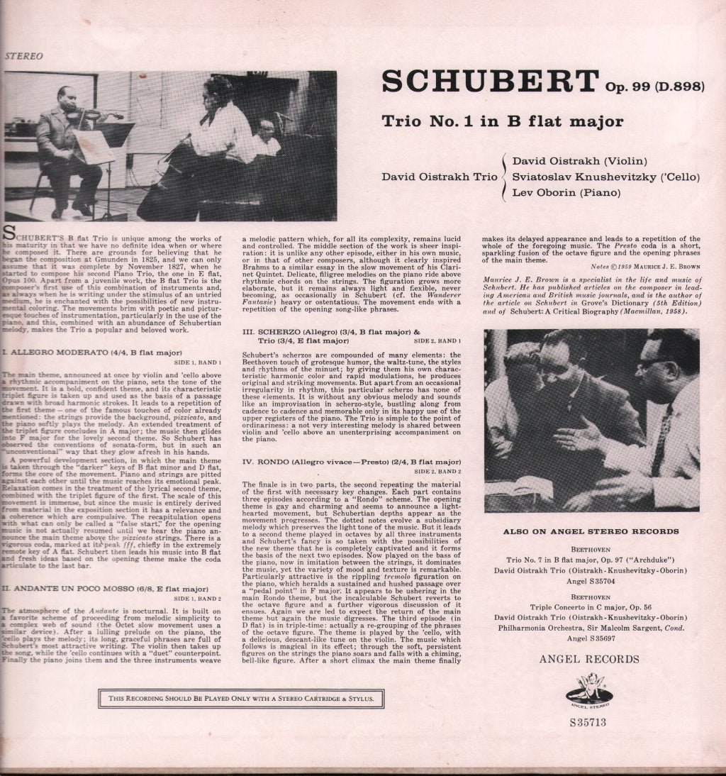 David Oistrakh Trio - Schubert Trio Op. 99 - Lp