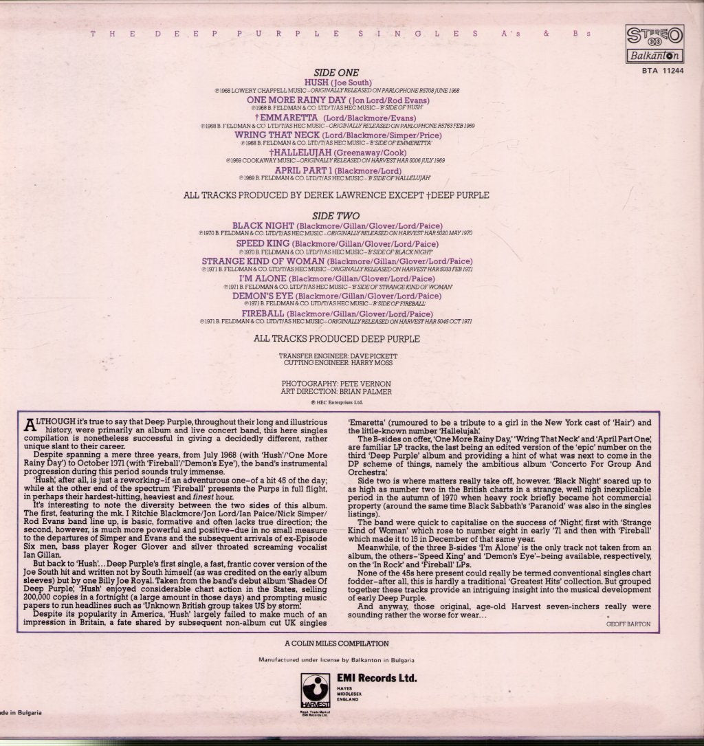 Deep Purple - Deep Purple Singles A's & B's - Lp