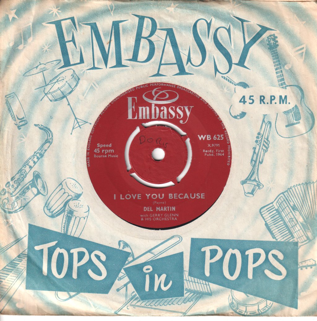 Jaybirds / Del Martin With Gerry Glenn & His Orchestra - Can't Buy Me Love/I Love You Because - 7 Inch