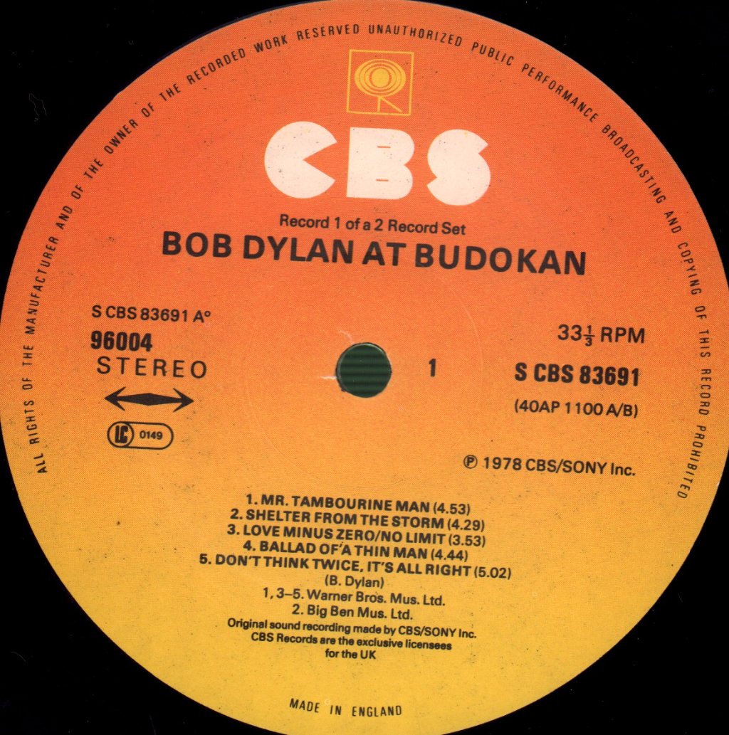 Bob Dylan - At Budokan - Double Lp