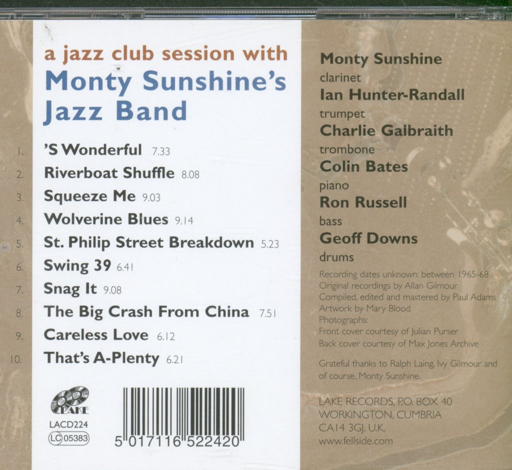 Monty Sunshine's Jazz Band - A Jazz Club Session With - Cd