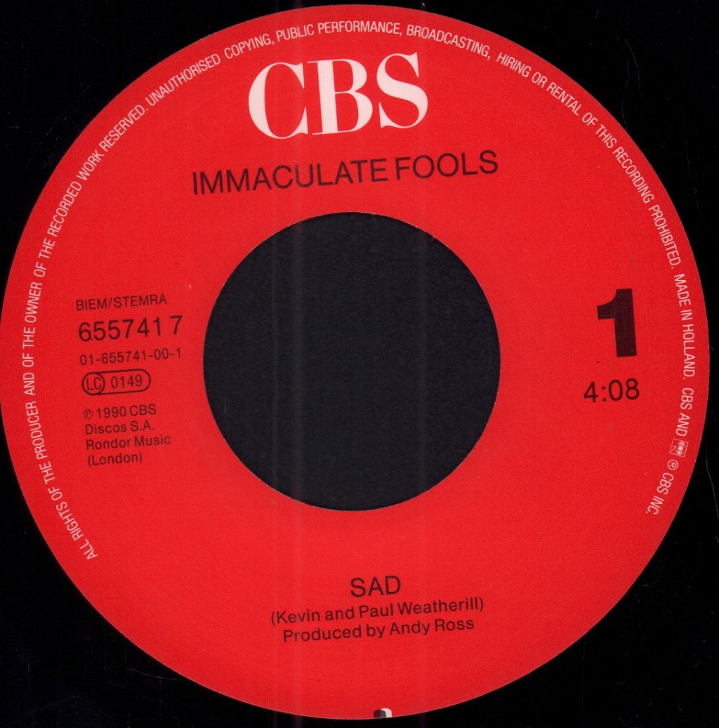 Immaculate Fools - Sad - 7 Inch