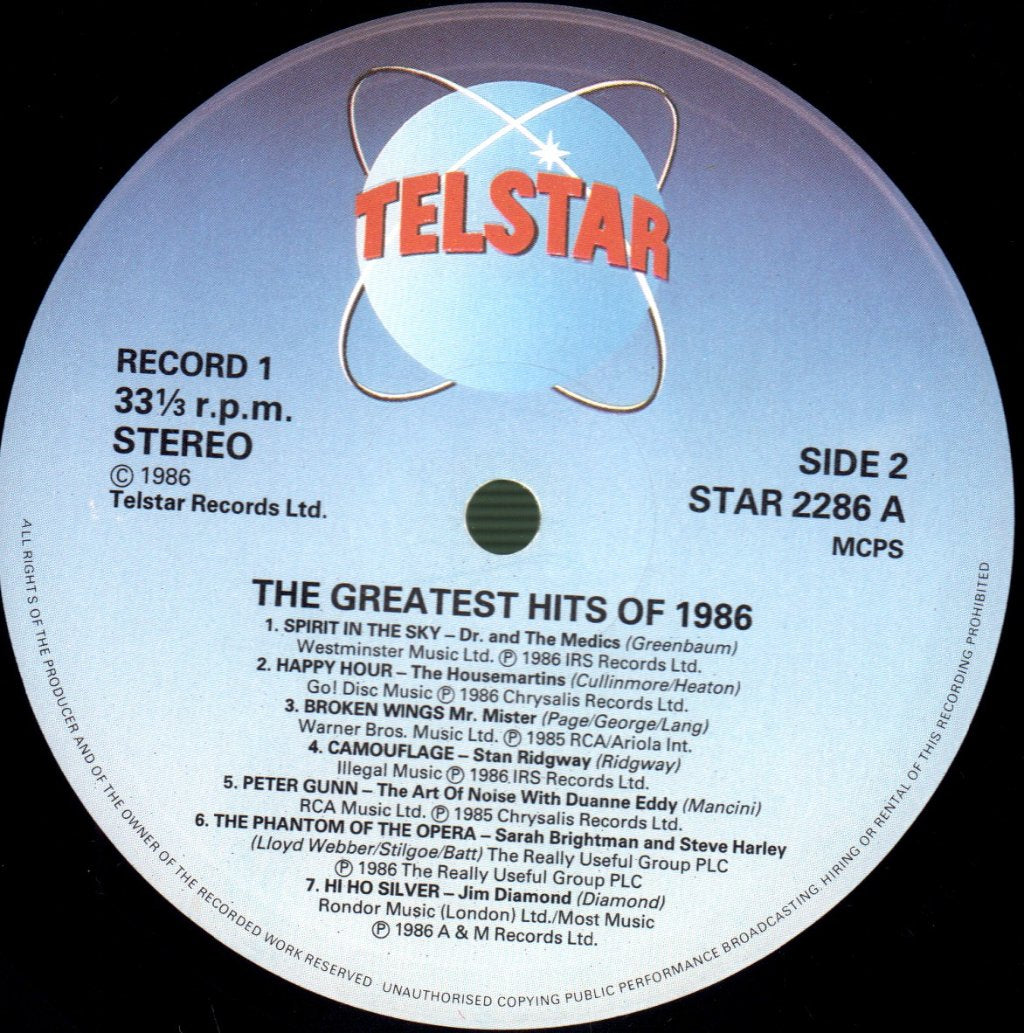 Various Artists - Greatest Hits Of 1986 - Double Lp