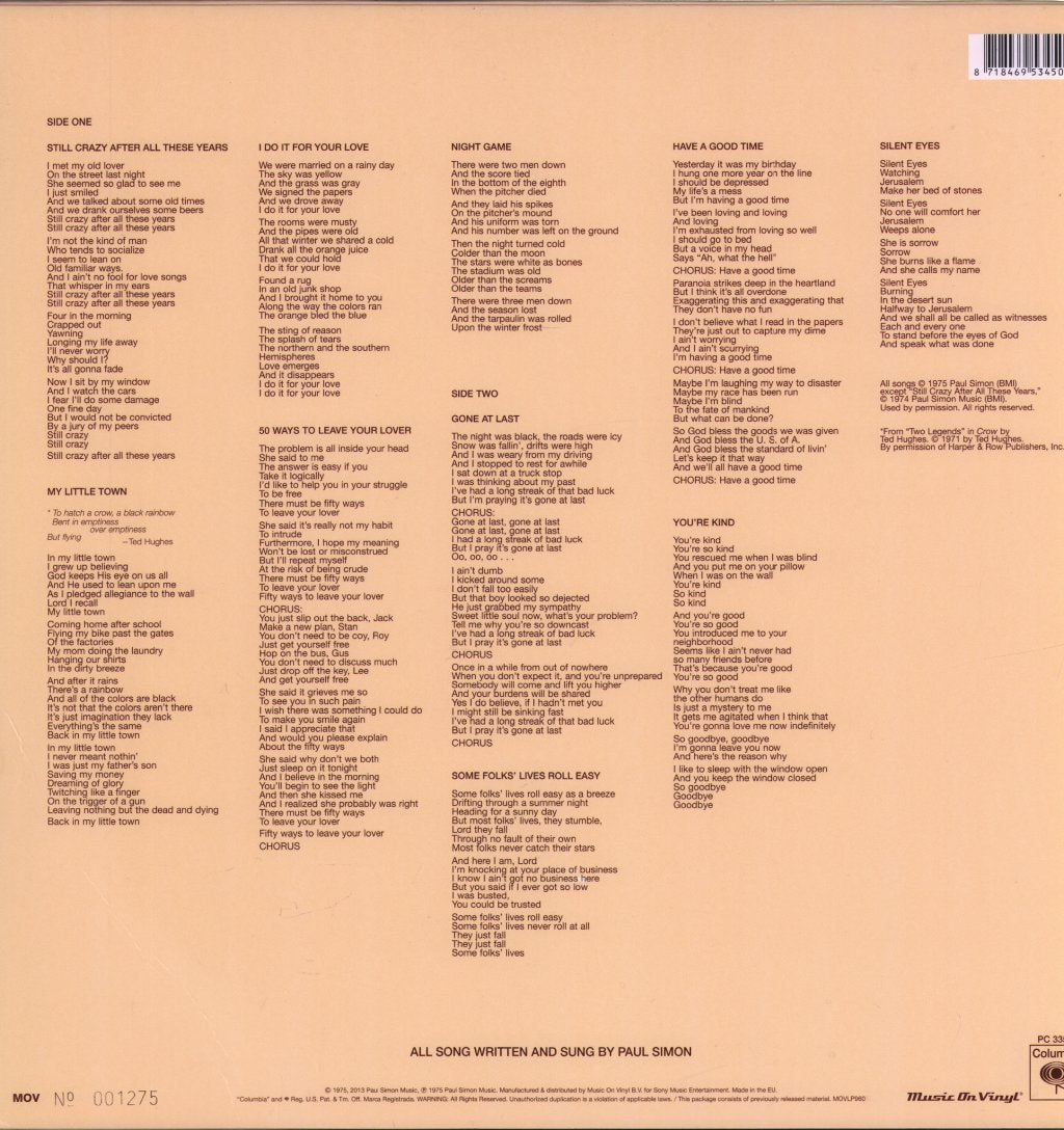 Paul Simon - Still Crazy After All These Years - Lp