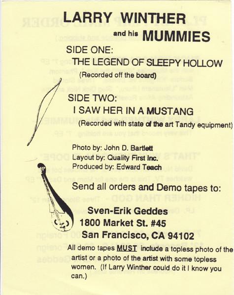Larry Winther And His Mummies - Larry Winther And His Mummies - 7 Inch