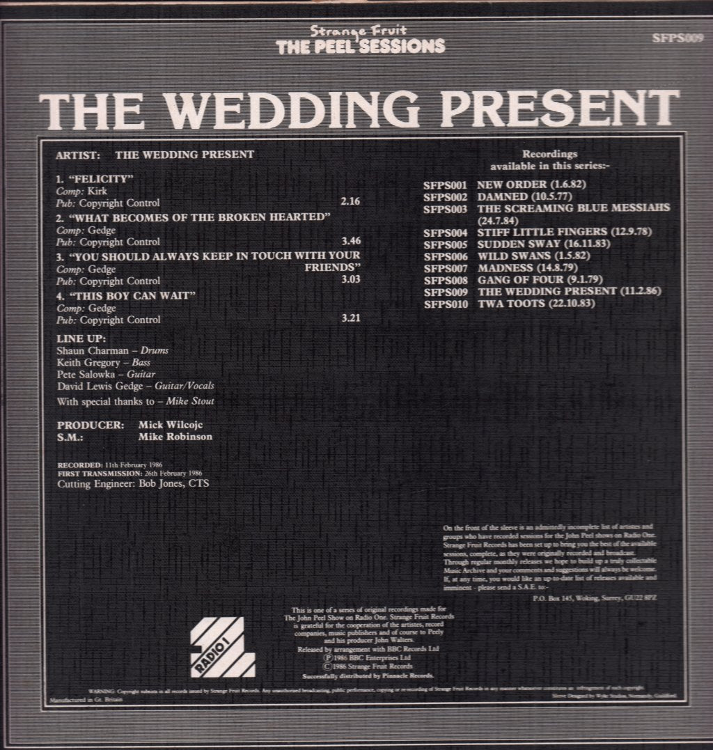 Wedding Present - Peel Sessions - 12 Inch