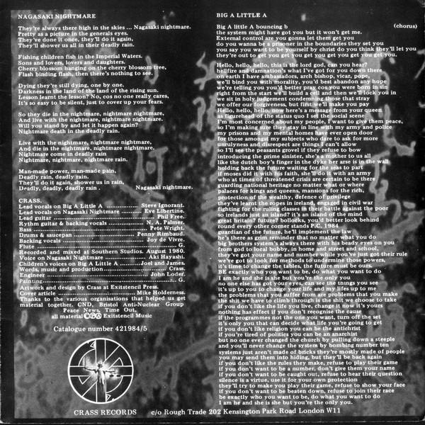 Crass - Nagasaki Nightmare - 7 Inch