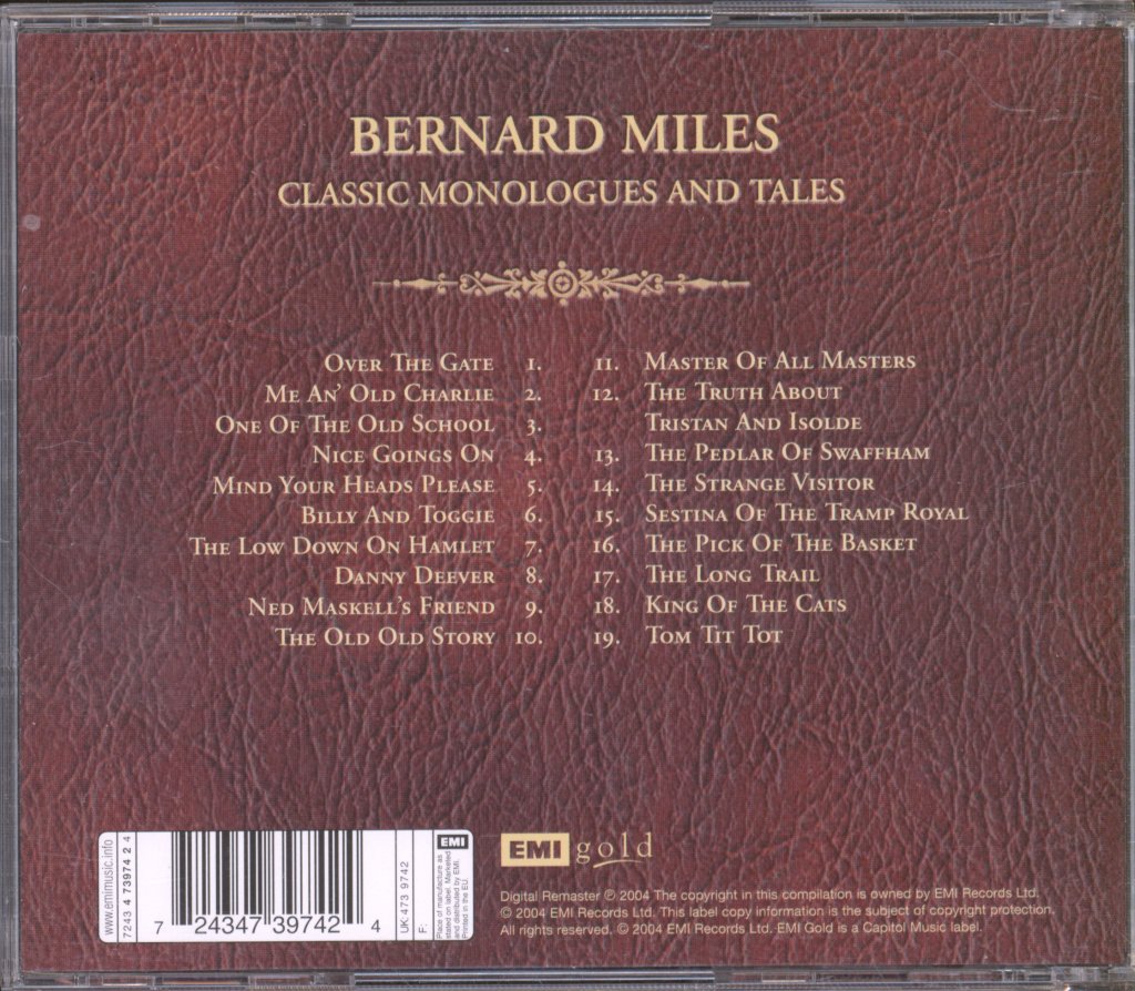 Bernard Miles - Classic Monologues And Tales - Cd