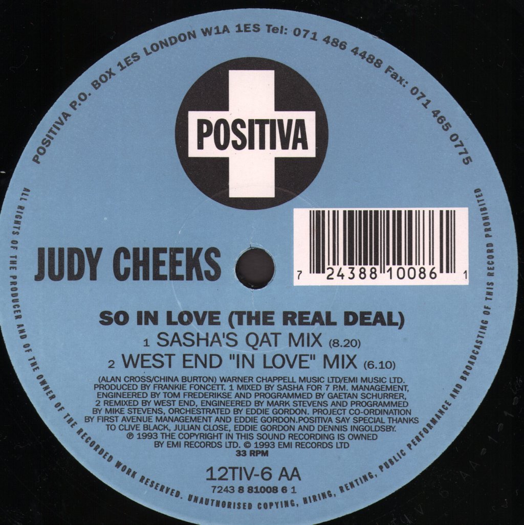 Judy Cheeks - So In Love The Real Deal - 12 Inch
