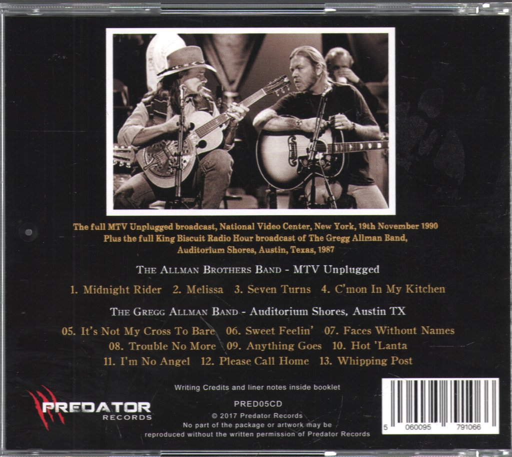 Allman Brothers Band - Unplugged (And The Gregg Allman Band, Live 1987) - Cd