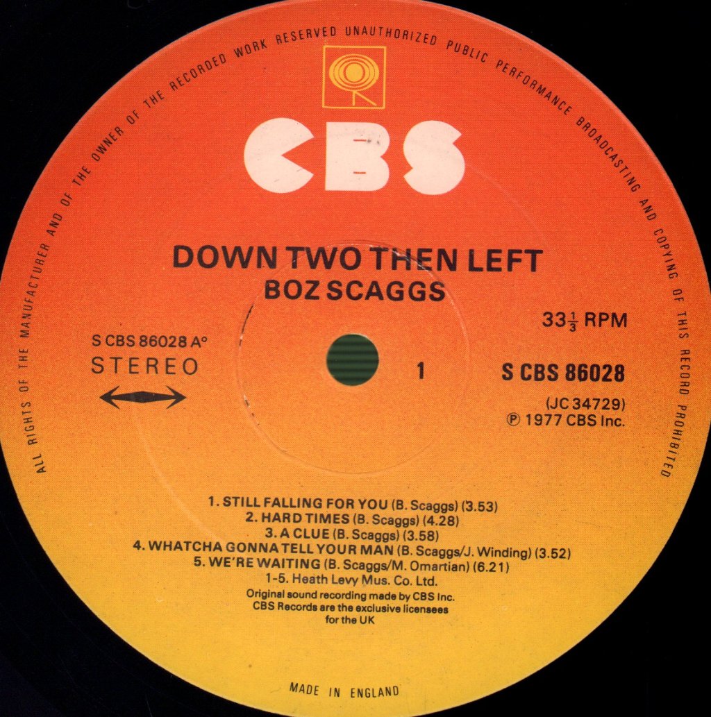 Boz Scaggs - Down Two Then Left - Lp