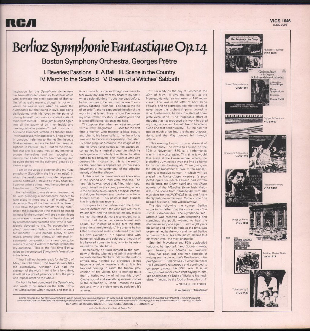 Georges Pretre / Boston Symphony Orchestra - Berlioz - Symphonie Fantastique Op.14 - Lp
