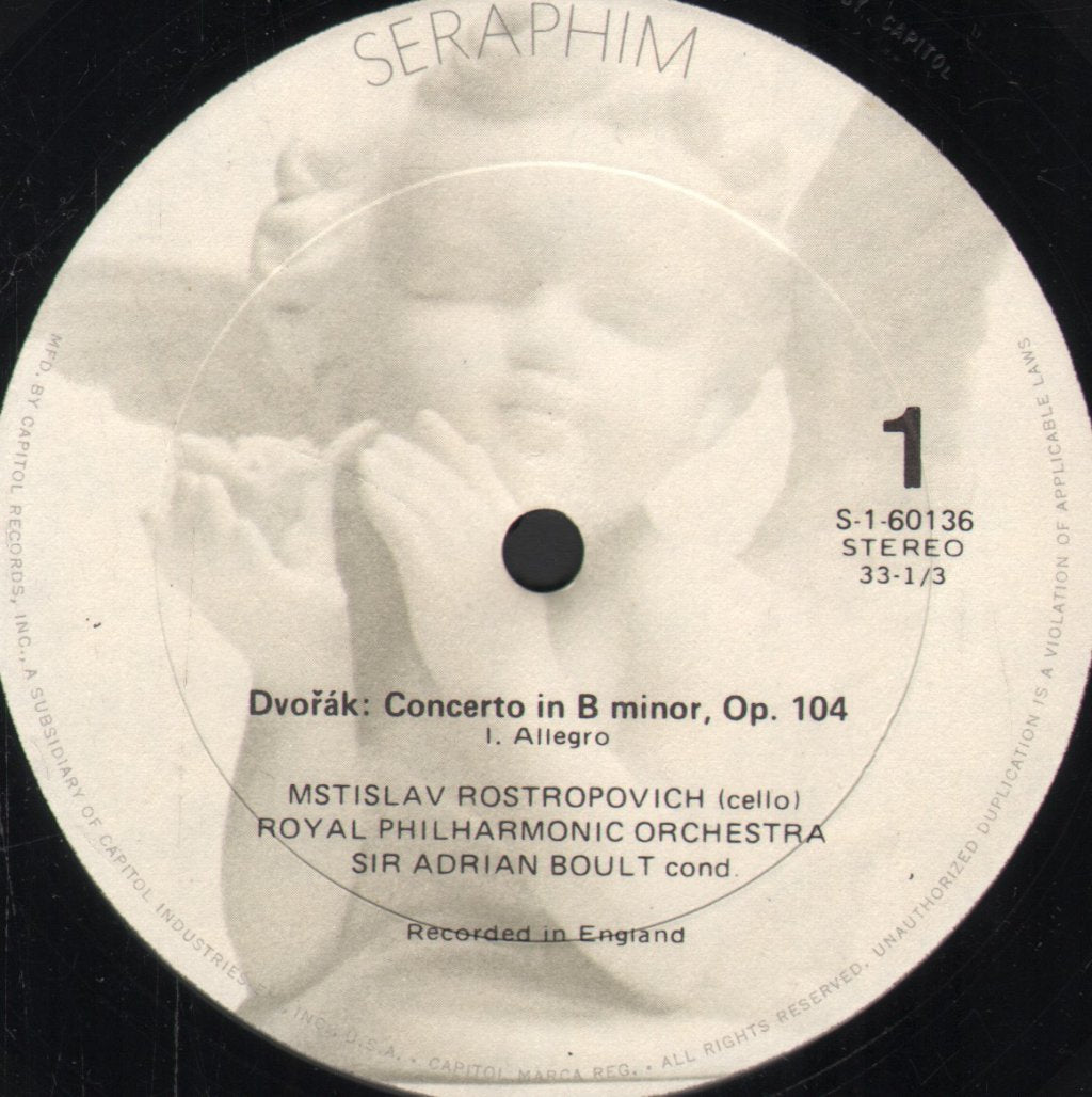 Mstislav Rostropovich / Sir Adrian Boult / Royal Philharmonic Orchestra - Dvorak - Concerto In B Minor - Lp