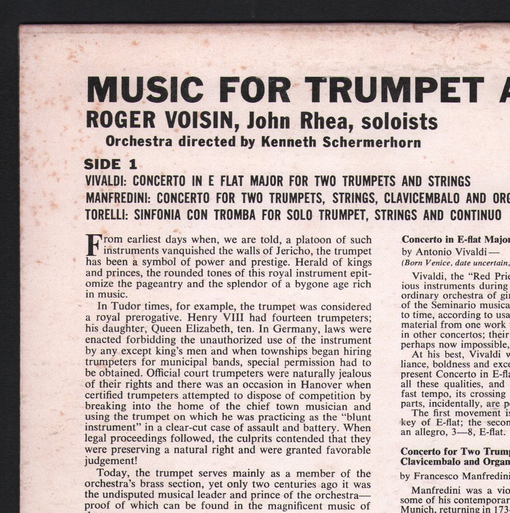 Roger Voisin / John Rhea / Kenneth Schermerhorn - Music For Trumpet & Orchestra Vol. 2 - Lp