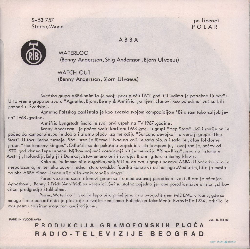 ABBA - Waterloo - 7 Inch