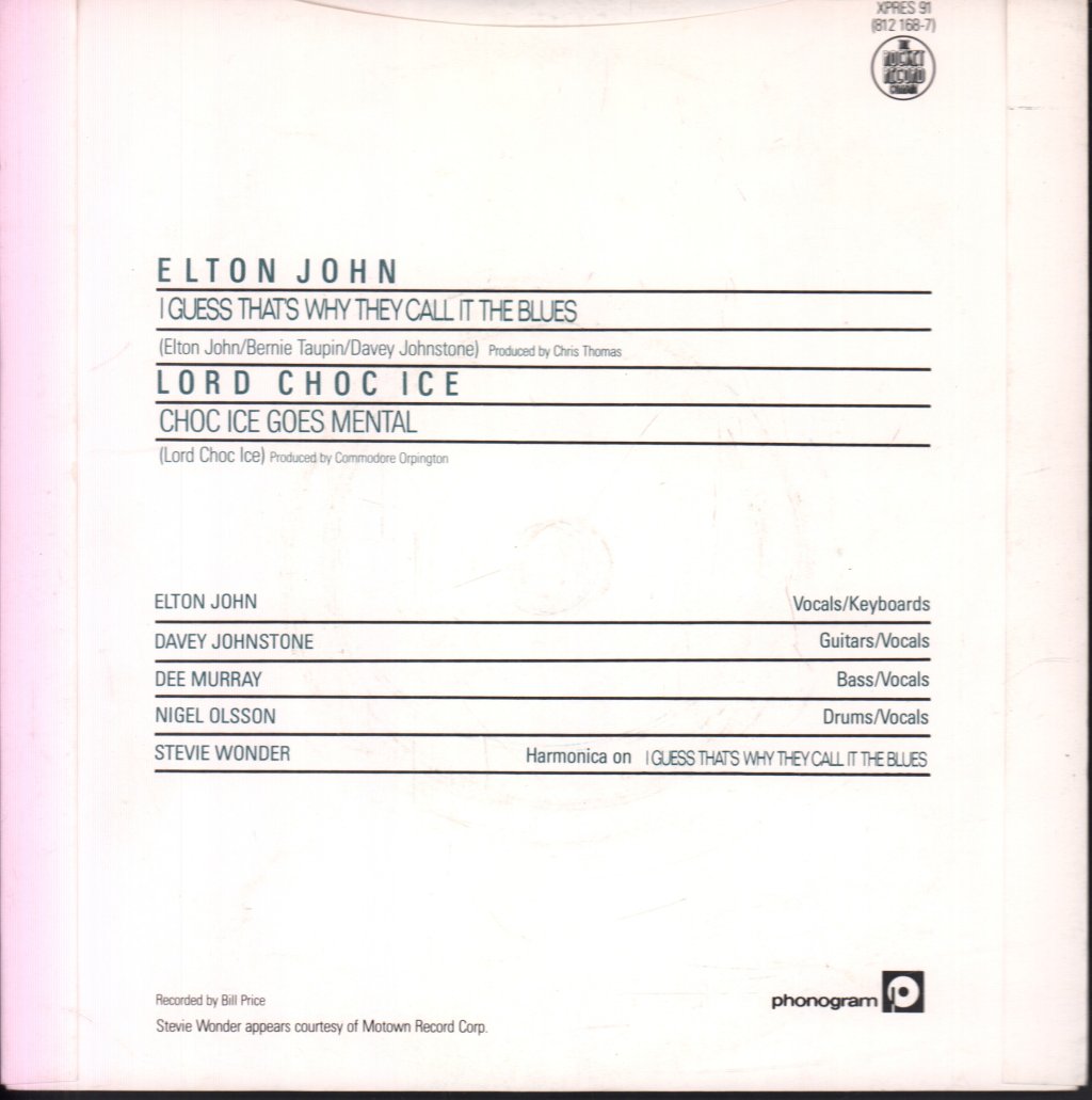 Elton John - I Guess That's Why They Call It The Blues - 7 Inch