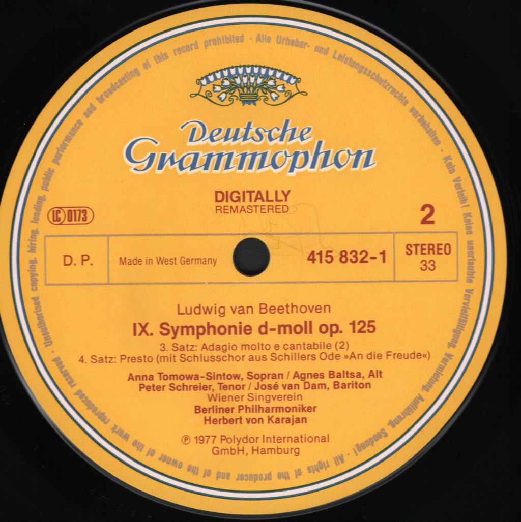 Herbert Von Karajan / Berlin Philharmonic Orchestra - Ludwig Van Beethoven - Symphony No. 9 "Choral" - Lp