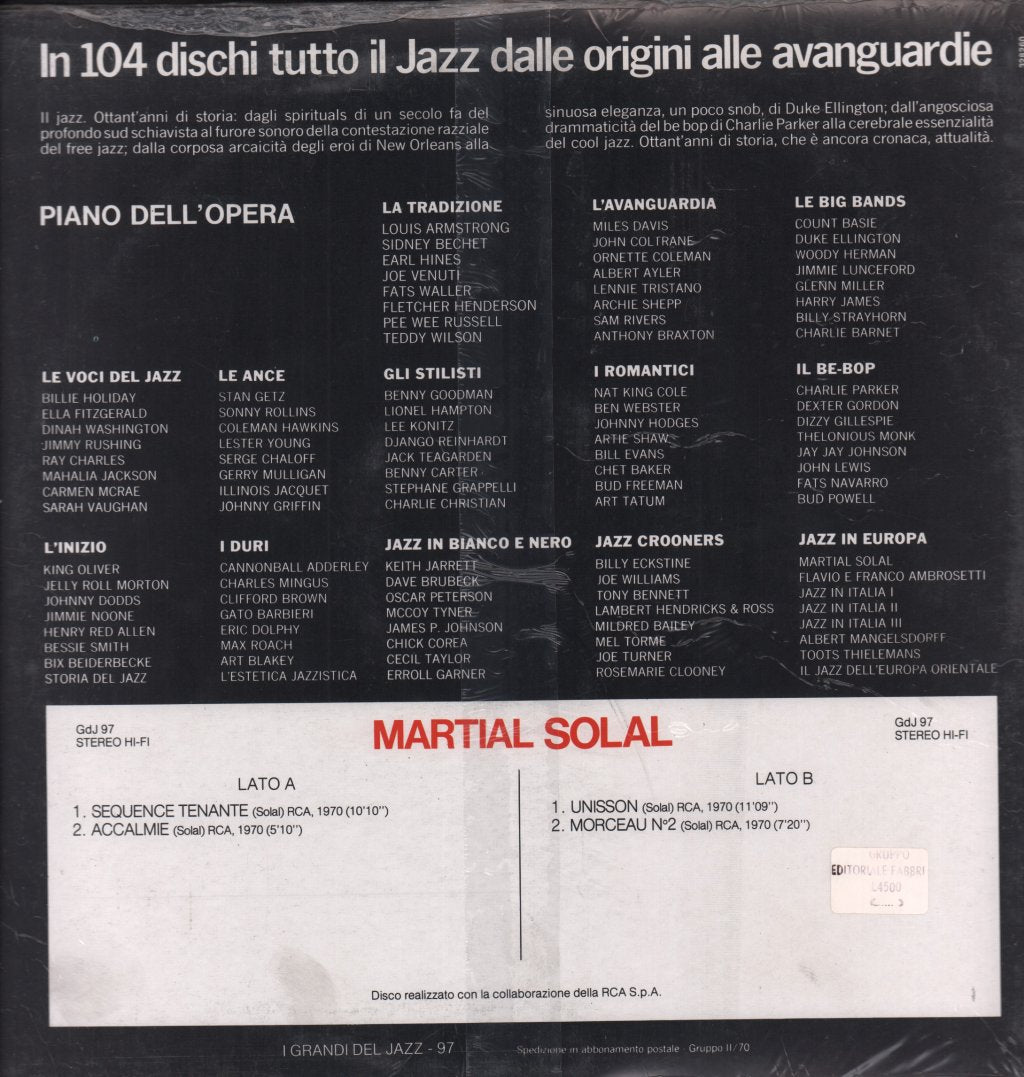Martial Solal - I Grandi Di Del Jazz - Lp