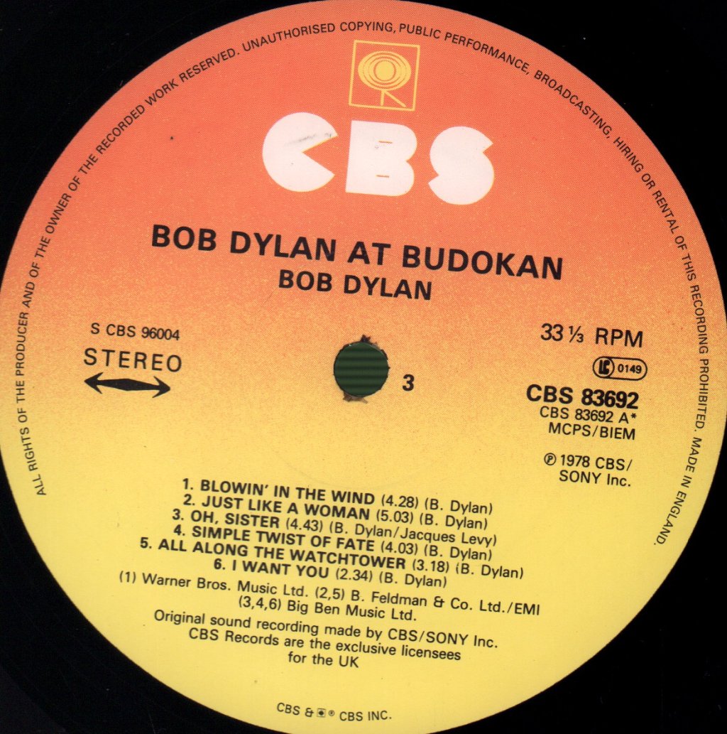 Bob Dylan - At Budokan - Double Lp