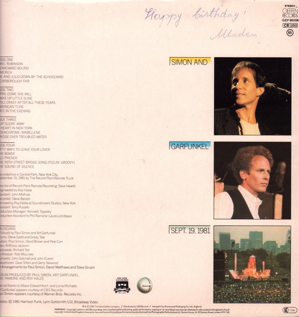 Simon And Garfunkel - Concert In Central Park - Double Lp