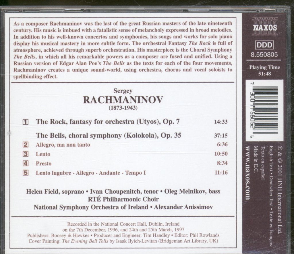 Irish National Symphony Orchestra, Alexander Anissimov - Rachmaninov - Bells, The Rock - Cd