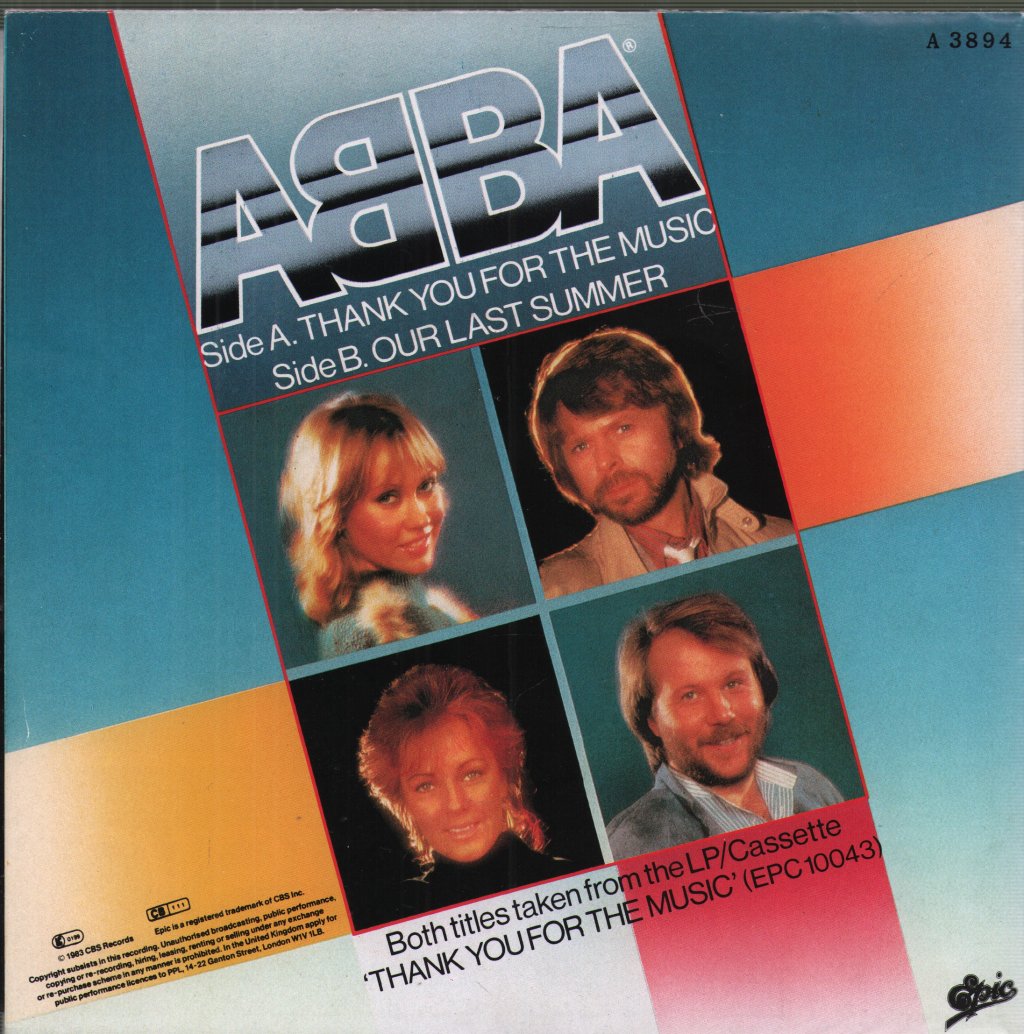ABBA - Thank You For The Music - 7 Inch