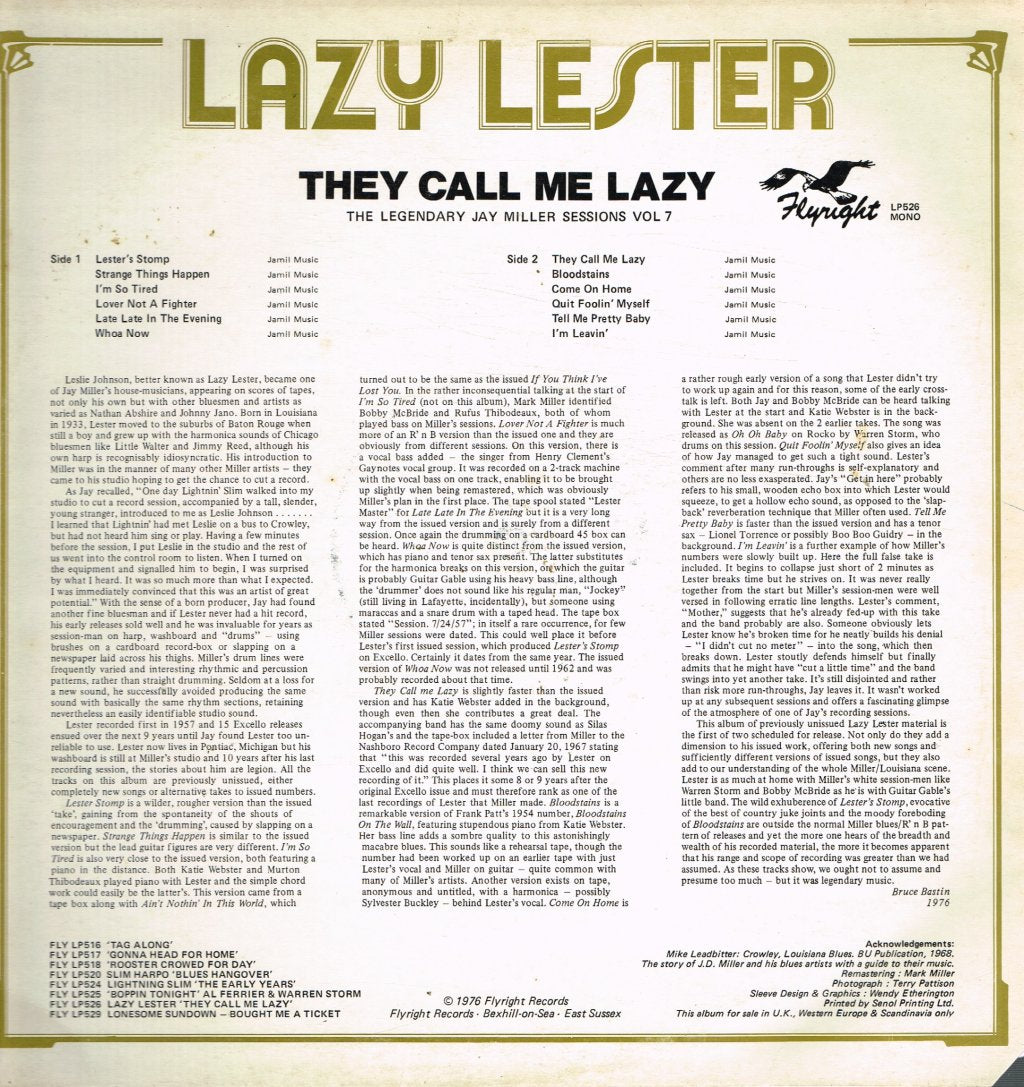 Lazy Lester - They Call Me Lazy - Lp