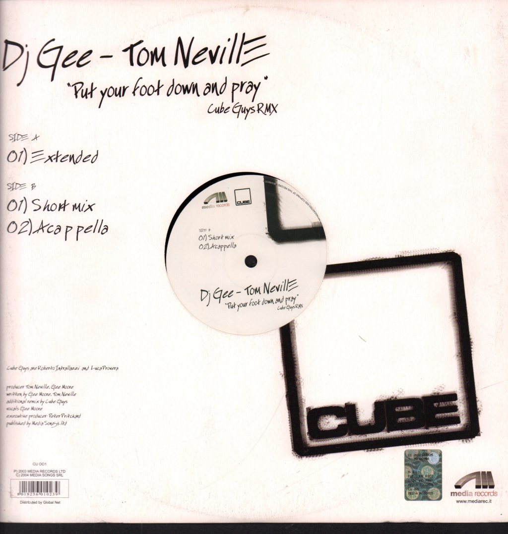 DJ GEE - TOM NEVILLE - Put Your Foot Down & Pray (Cube Guys Remixes) - 12 Inch