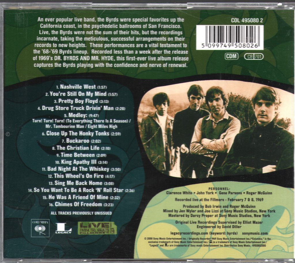 Byrds - Live At The Fillmore ~ February 1969 - Cd