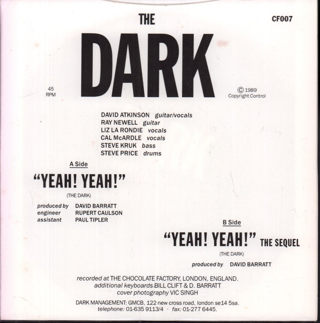 Dark (80'S Rock) - Yeah Yeah - 7 Inch