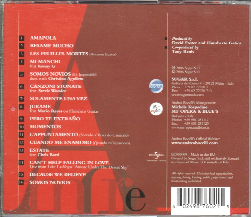 Andrea Bocelli - Amore - Cd