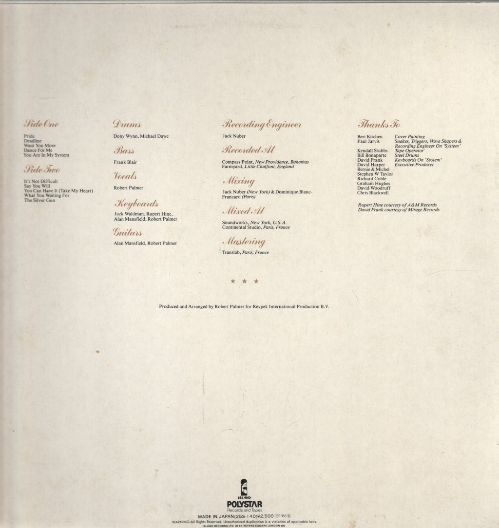 Robert Palmer - Pride - Lp