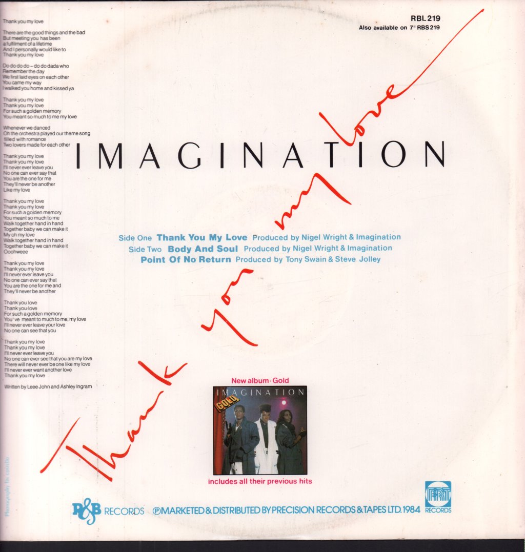 Imagination (80'S Pop Group) - Thank You My Love - 12 Inch