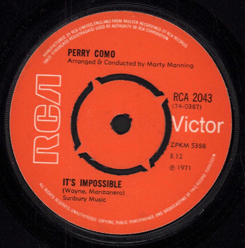 Perry Como - It's Impossible - 7 Inch