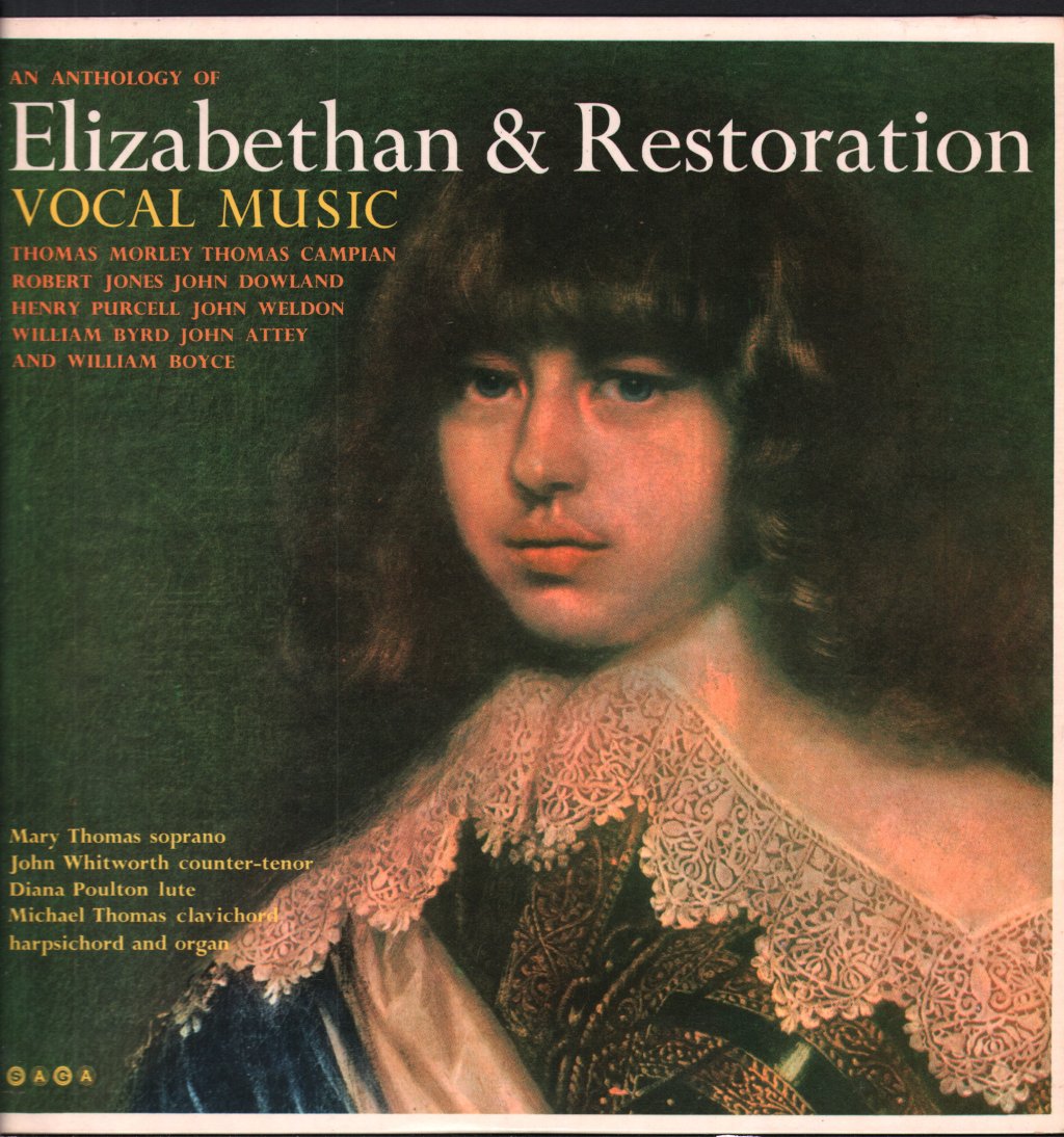 Mary Thomas And John Whitworth - An Anthology Of Elizabethan And Restoration Vocal Music - Lp