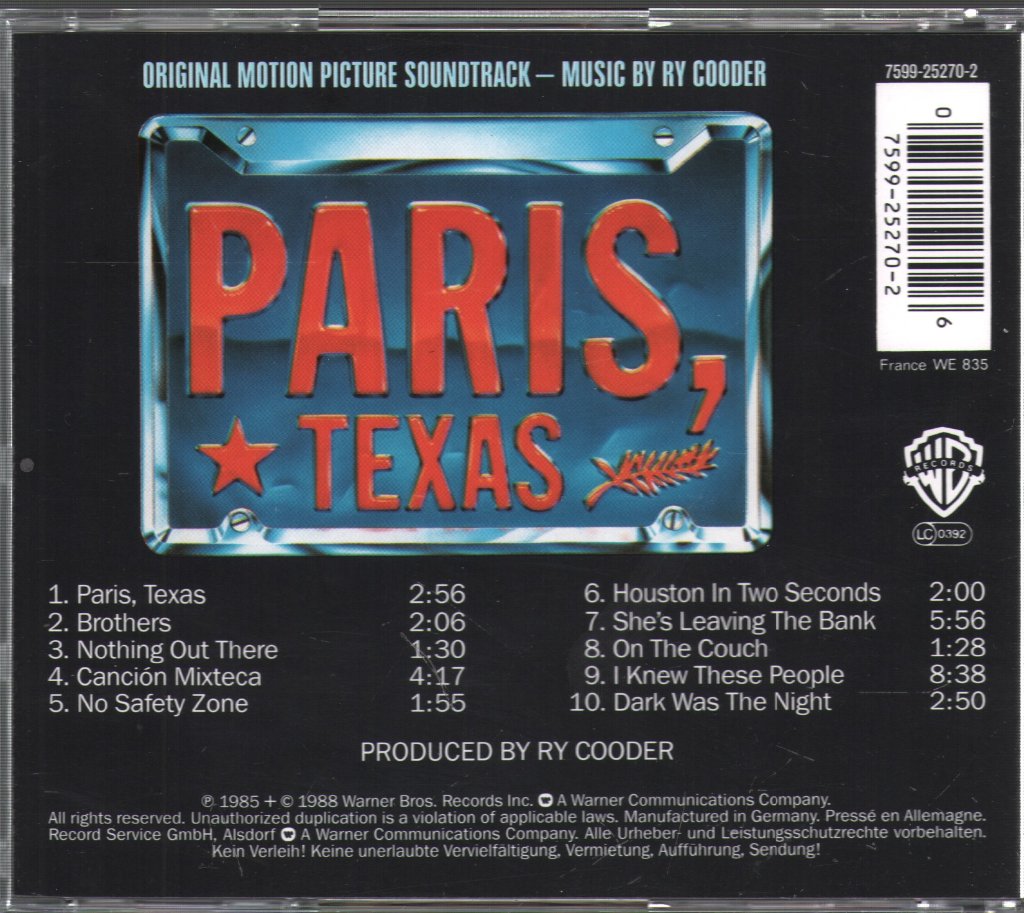 Ry Cooder - Paris, Texas (Original Motion Picture Soundtrack) - Cd