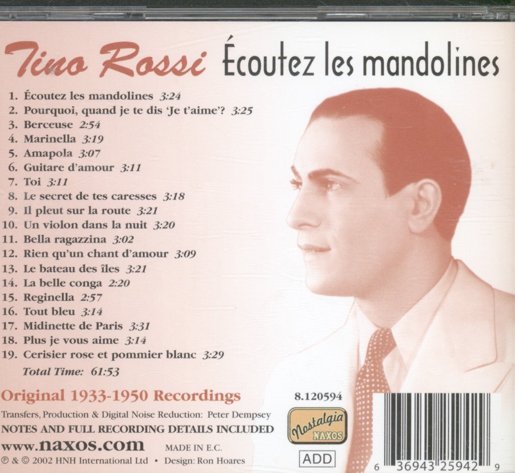 Tino Rossi - Ecoutez Les Mandolines - Cd