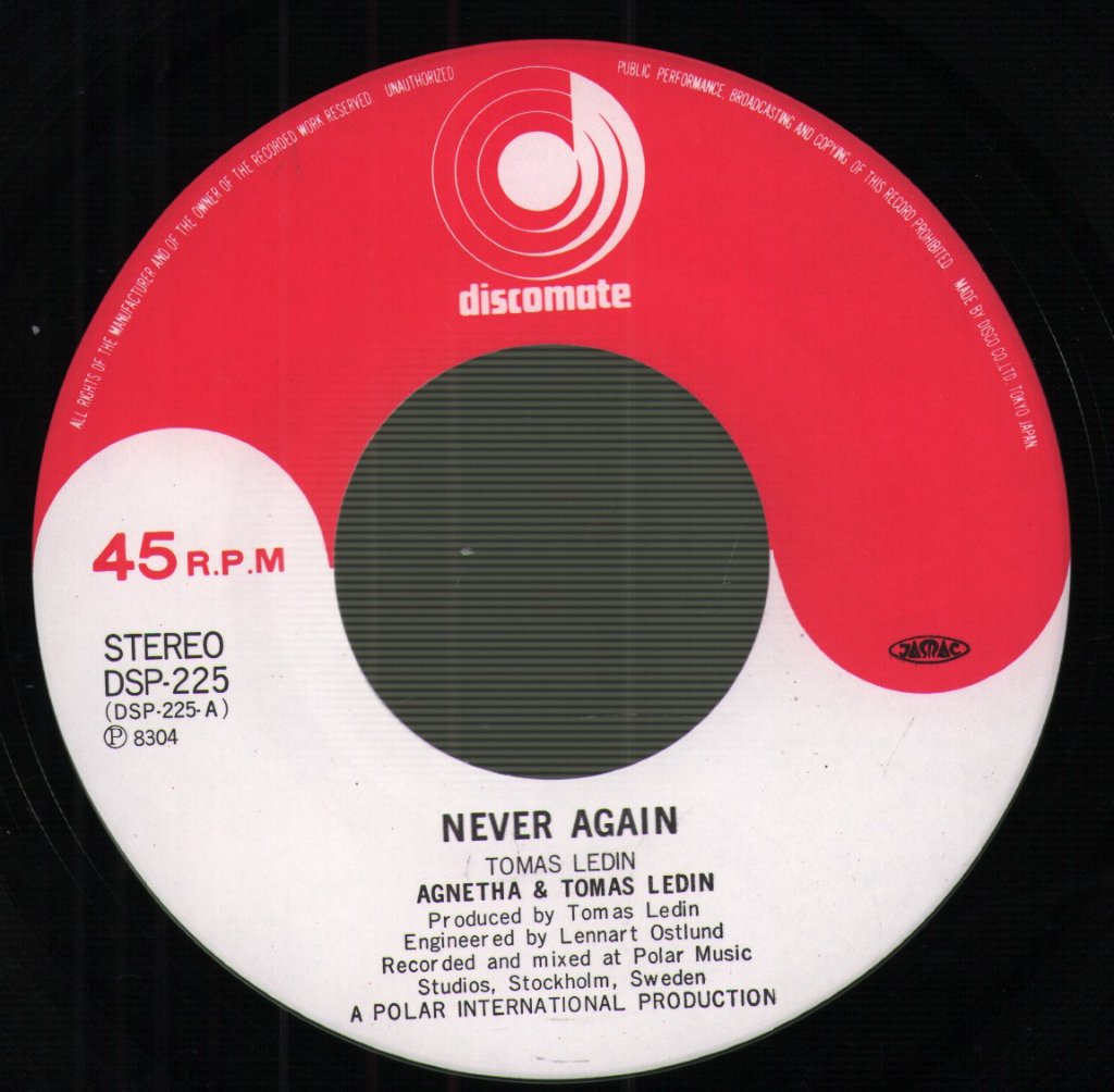 Tomas Ledin And Agnetha - Never Again - 7 Inch